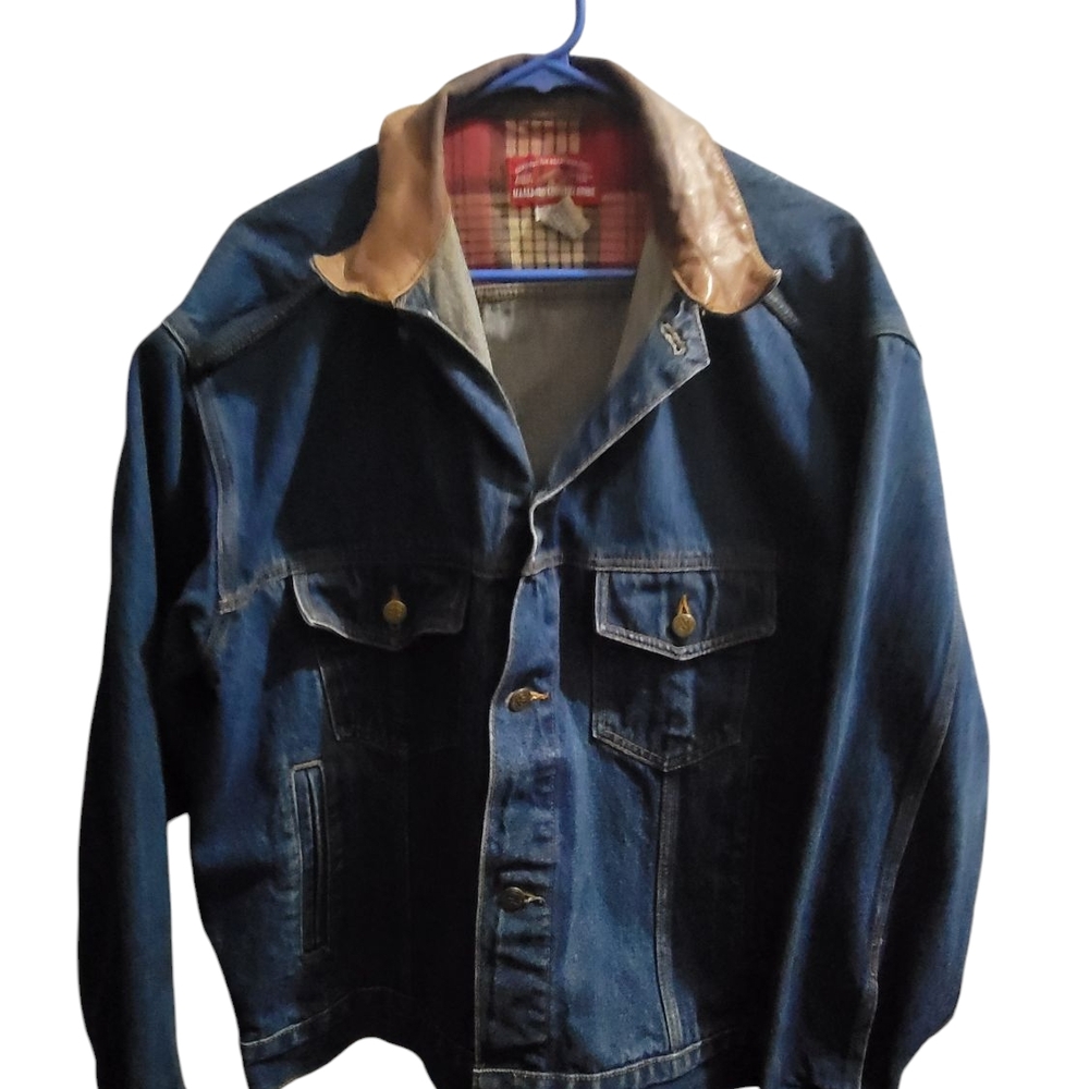 Marlboro Blue and Brown Jean Jacket And Painted